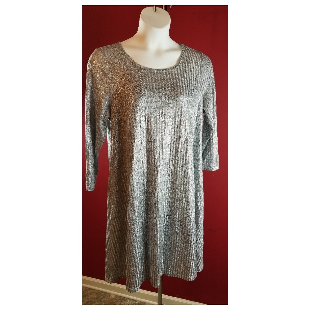 Torrid Gray Shimmer Ls Ribbed Dress Size 18 20